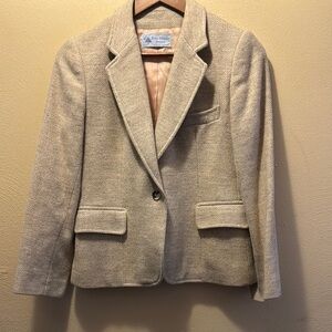 vtg 80s EvanPicone Petite wool Sport Coat womens Sz 10 beige tweed button jacket